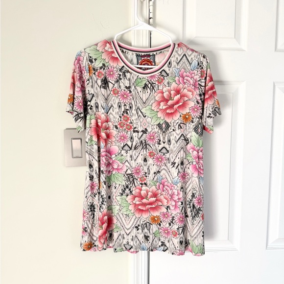 Johnny Was Janie Favorite Short Sleeve Crew Neck Swing Tee Azzie Flower Large - Picture 3 of 10